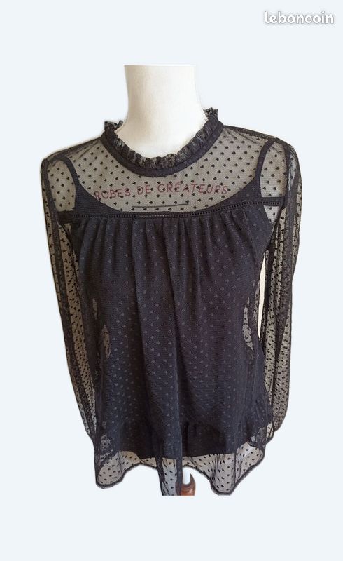 Top ample voile plumetis noir ML T: M NEUF Vêtements