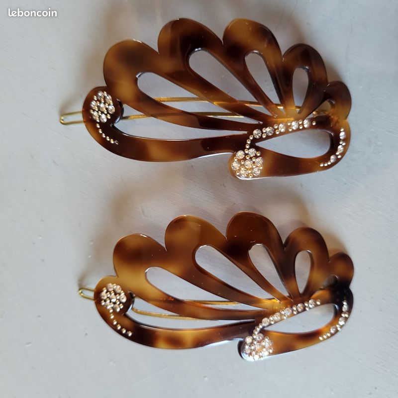 Lot de 2 barrettes avec strass fait main neuves (image 4)