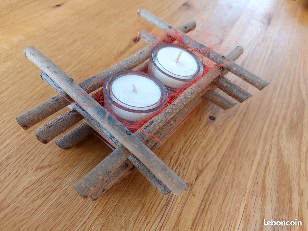 Porte Bougies en Bois Naturel - Fait main (image 1)