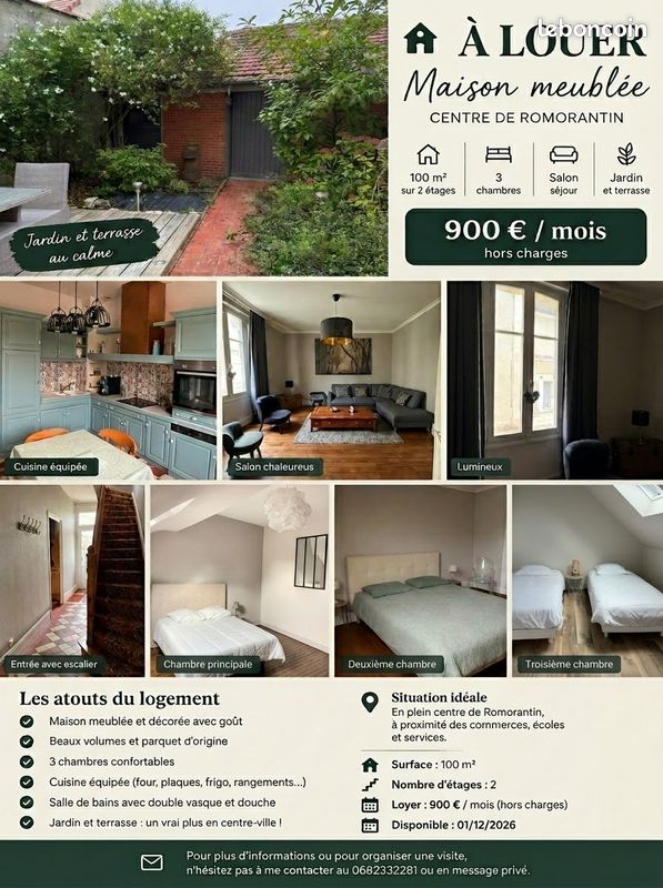 Maison 4 pièces 95 m² · à Romorantin-Lanthenay · 95 m² · 900 €/mois