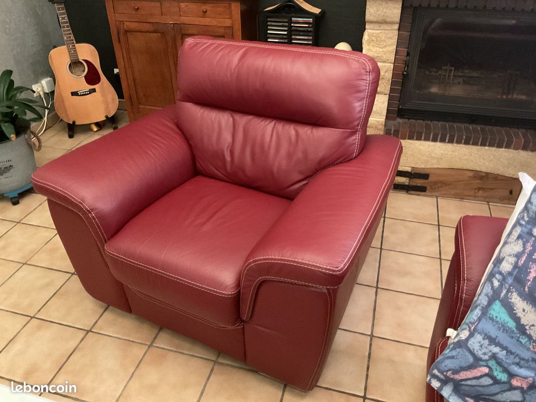 Salon cuir canapé et fauteuil (image 2)