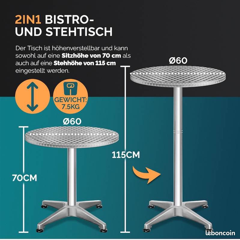 Table bar bistrot ronde ⌀ 60 cm - Neuf - Livraison gratuite en Europe ⭐⭐⭐ (image 1)