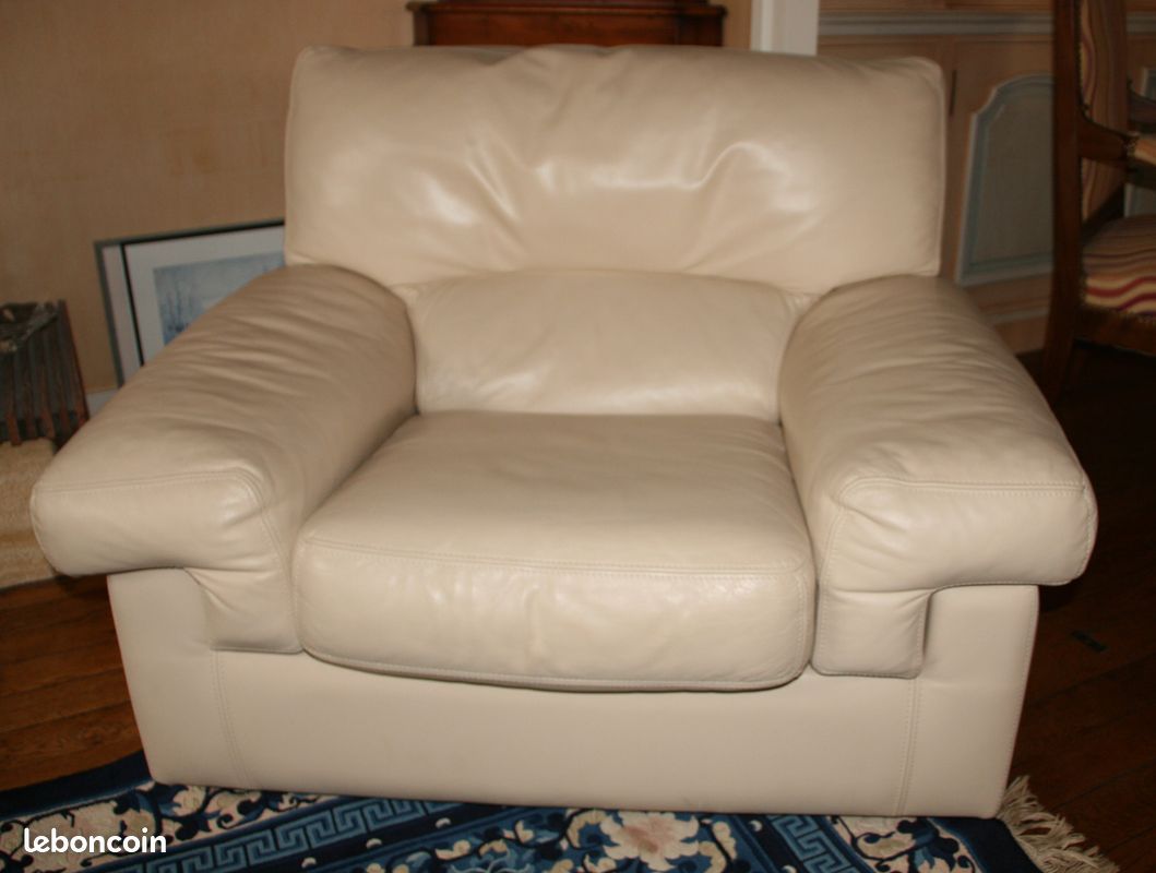 Fauteuil en cuir Ivoire (image 1)