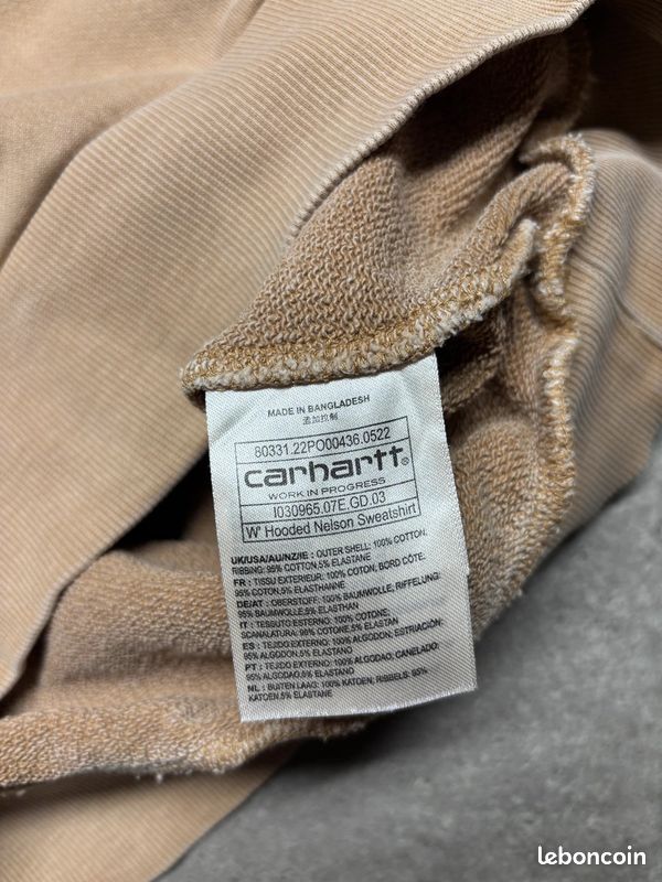 Pull à capuche Carhartt W' Hooded Nelson Sweatshirt marron / beige / camel logo brodé | Taille S (image 6)