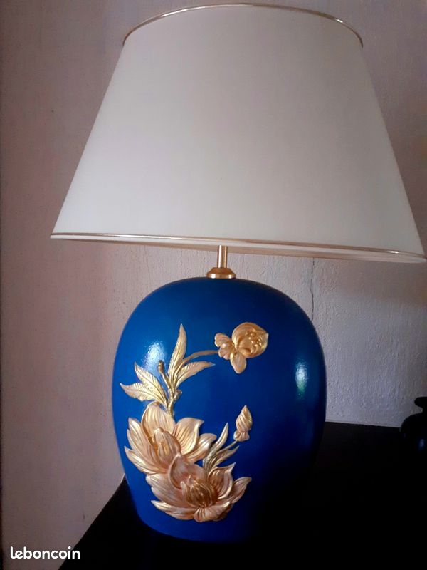 Grande lampe céramique bleue (image 2)