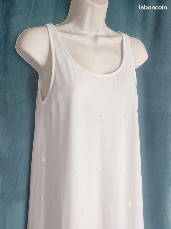 Robe nuisette mesh dentelle blanc ivoire vintage / Mango Suit - 38/M (image 7)