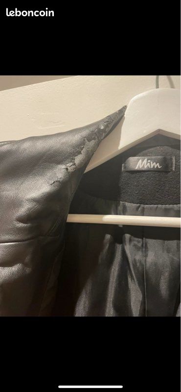 Manteau noir bi matiere (image 6)