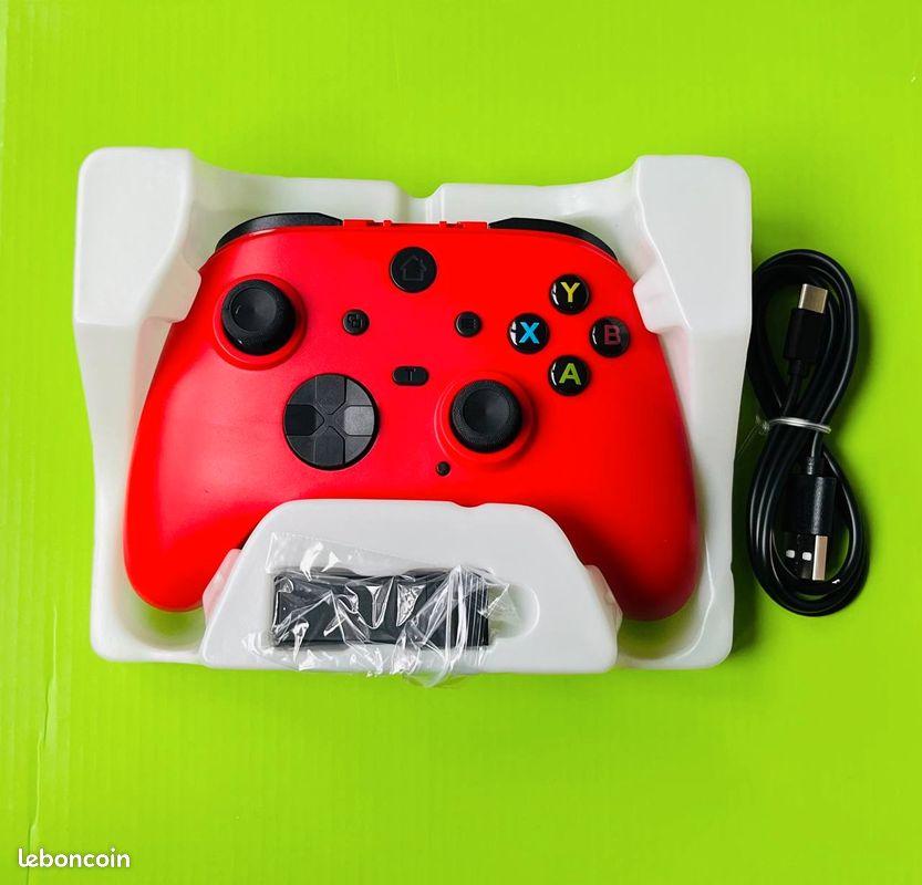 Manette Sans Fil 2.4G Pour Xbox One/Series S/X & PC - Double Vibration, Transparente, Neuve