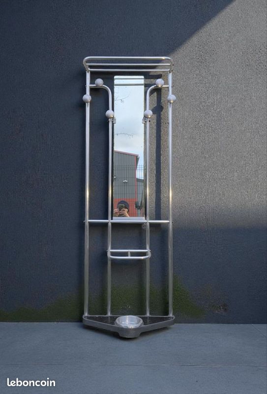 Porte-manteau mural vestiaire artdeco aluminium 90cm gris style antique