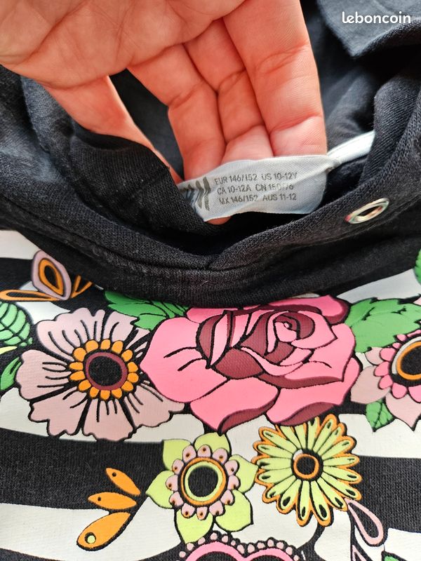 Sweat à Capuche Dia De Los Muertos - Style Mexicain Squelette Floral - Pour Halloween Et Fêtes Thématiques