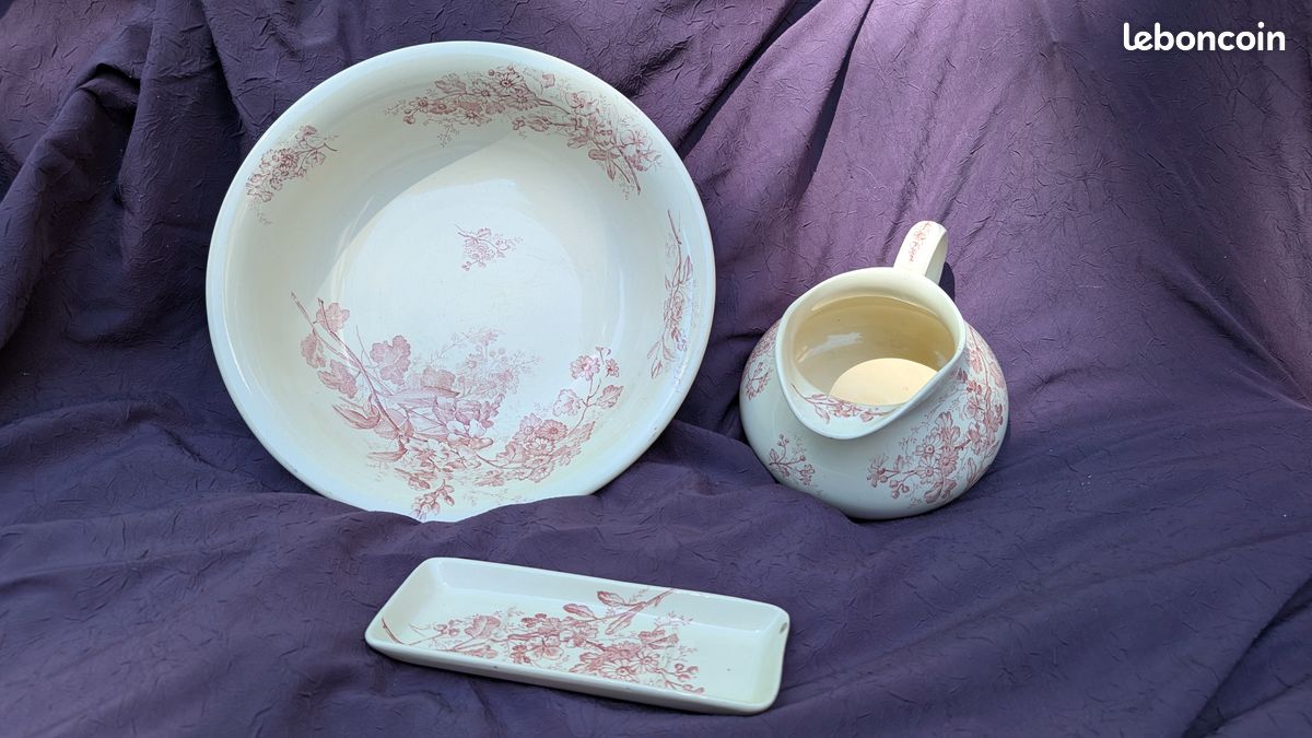 ANCIENNE CUVETTE DE TOILETTE DE POUPÉE EN FAIENCE FINE BABYS