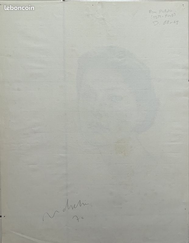 René RICHETIN (1923-2008) Grand dessin Portrait d'une princesse () Signé au crayon (70') COBRA (image 11)