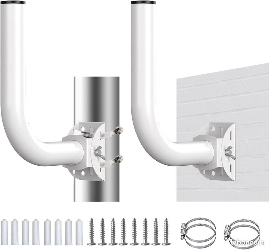 Support de Pont sans Fil, 2 pièces Support Mural réglable à 150 ° en Acier Inoxydable, Accessoire de Montage sur Poteau en J pour Point d'accès AP Point à Point extérieur (image 1)