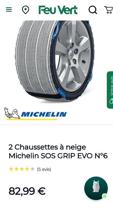 2 Chaussettes à neige Michelin SOS GRIP N°2 - Feu Vert