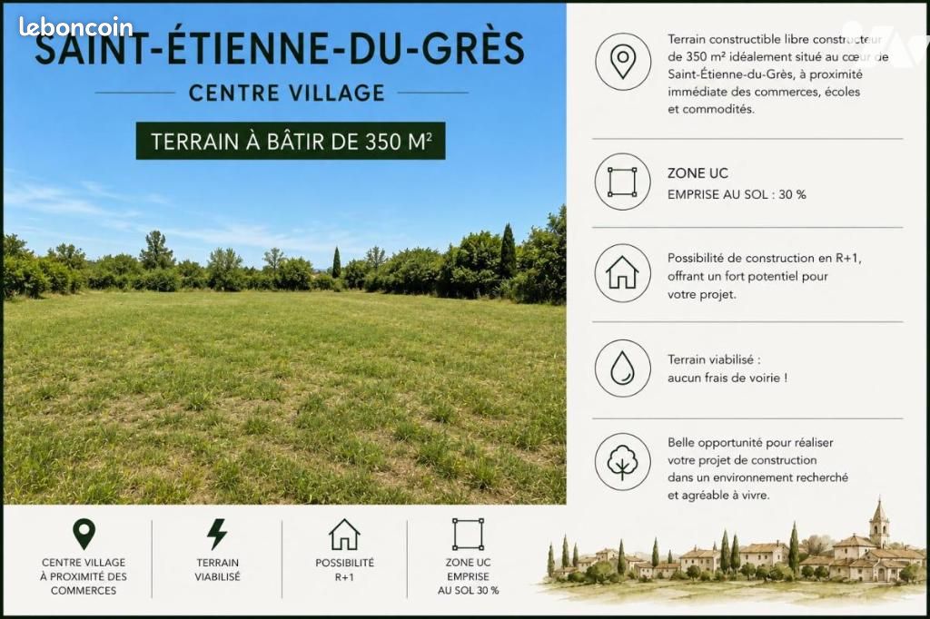 Terrain 348 m² · à Saint-Étienne-du-Grès · 348 m² · 123 000 €