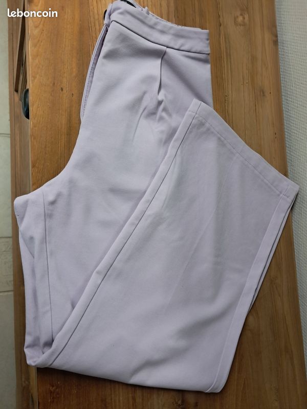 Pantalon large droit avec pinces lilas 38-40 Bershka (image 1)