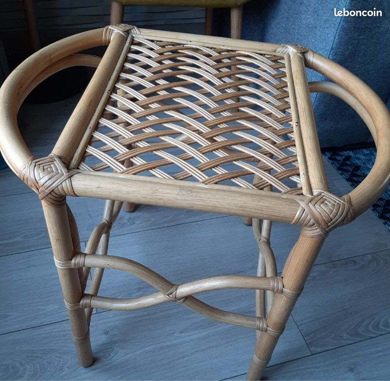 Table basse rotin tressée vintage (image 2)