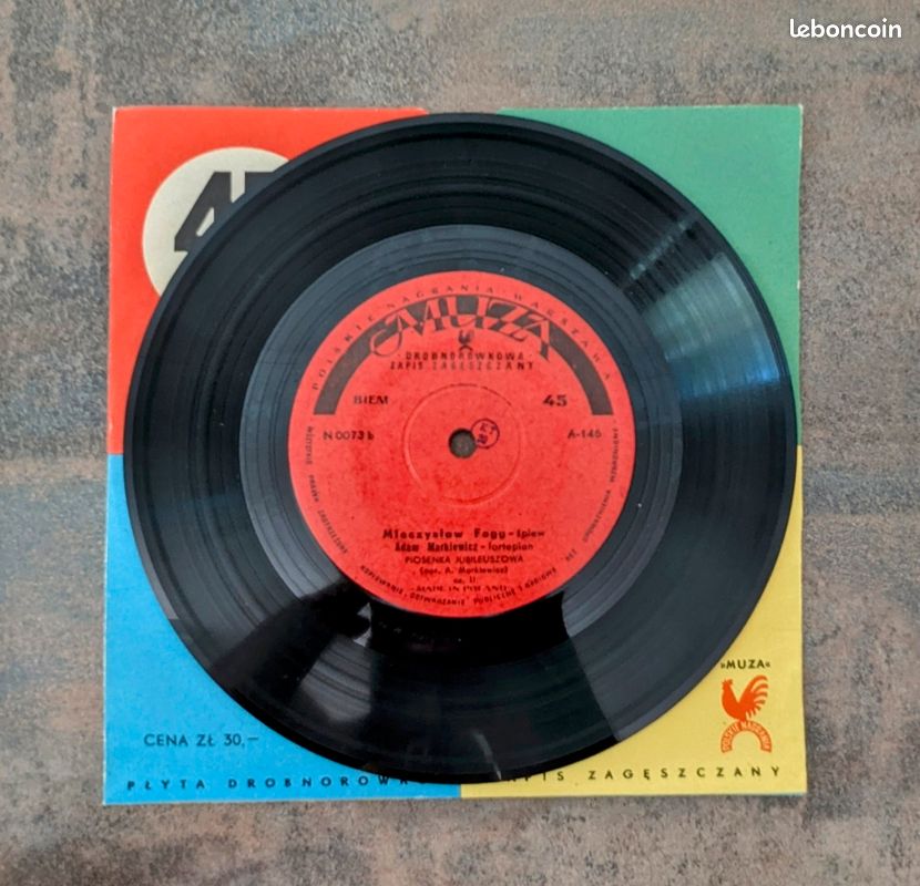 45 Tours Vinyle Polonais Rare : Mieczysław Fogg - "Zapomniana Piosenka" / "Piosenka O Podanej Ręce" (Muza) (image 3)