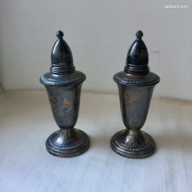 Salière Poivrière Argent Sterling Vintage Crown (US) (image 2)