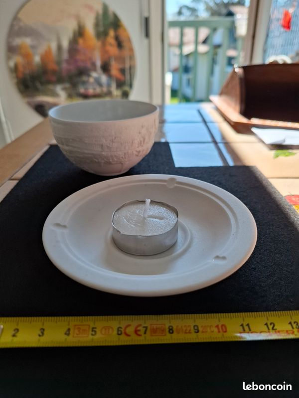 PHOTOPHORE LITHOPHANIE BISCUIT DE PORCELAINE AJOURE ETOILE - Maison de