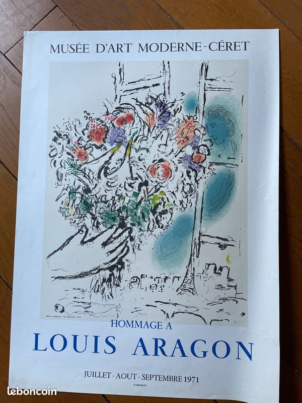 Poster Vintage Louis Aragon Céret 1971 - Reproduction HQ 40x60 Cm, Affiche D'art