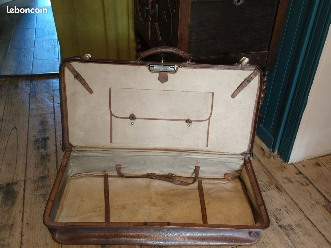 Sac Gladstone ancien en cuir début années 1900 (image 1)
