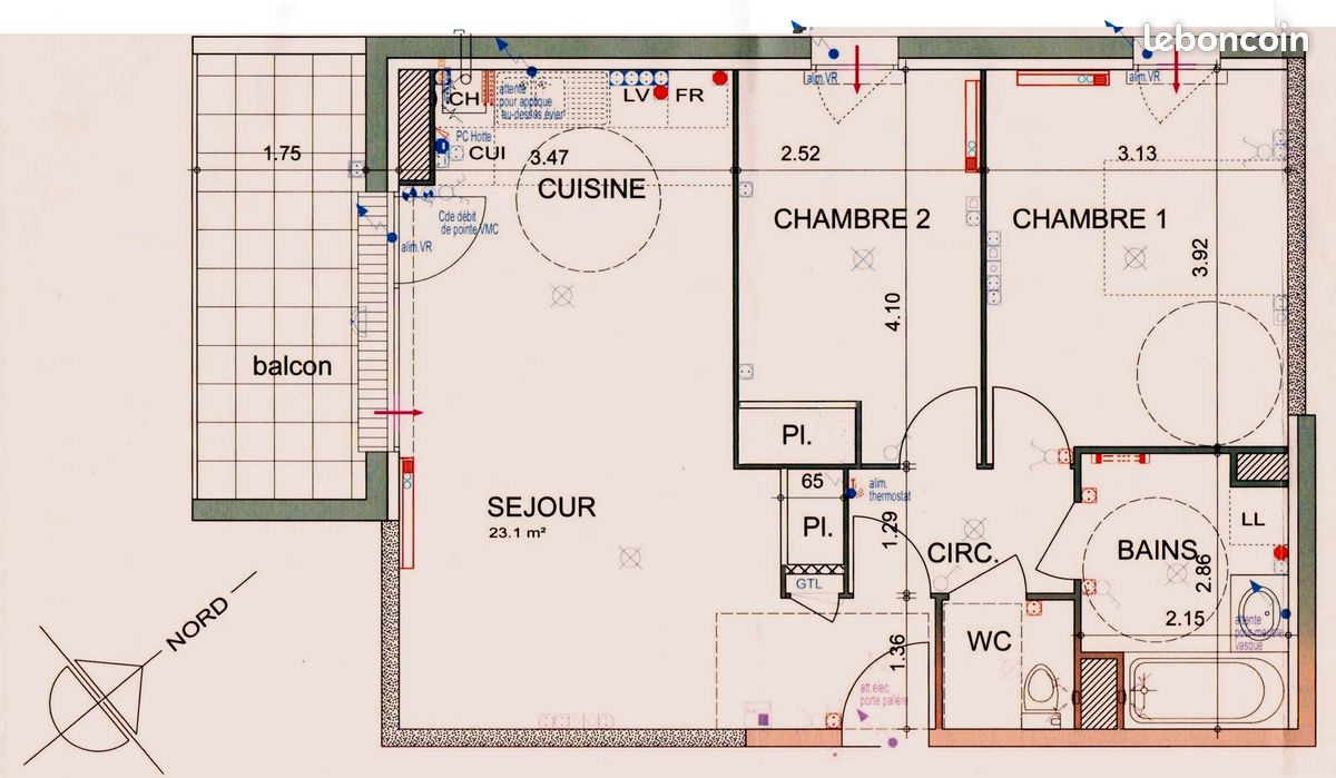 Appartement 3 pièces 60 m² · à Angers · 60 m² · 820 €/mois