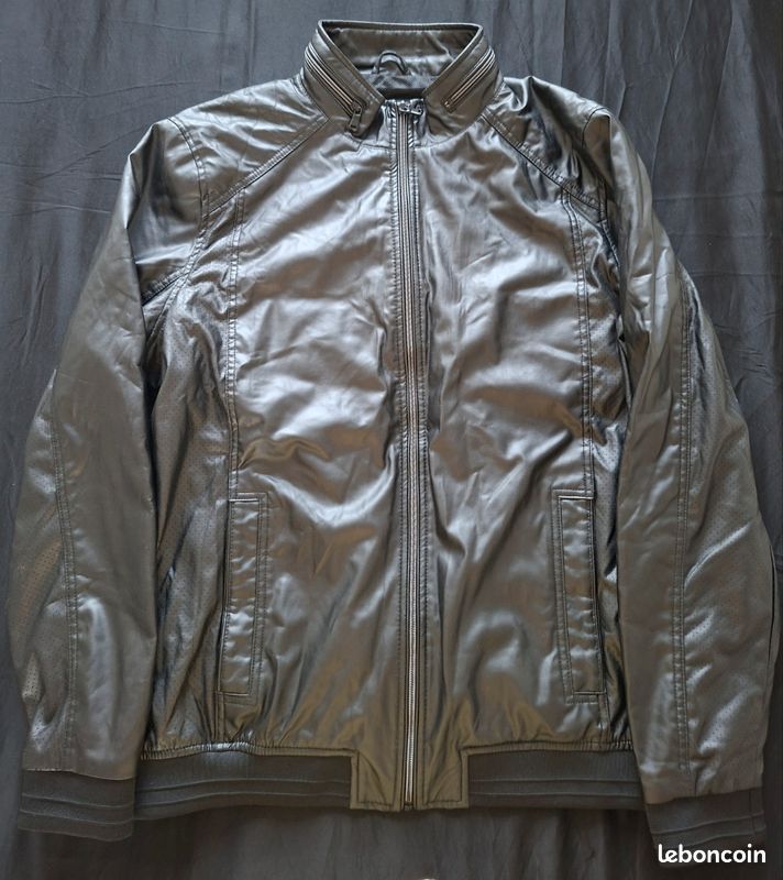 Veste Celio homme XXL simili cuir noir – style motard (image 1)