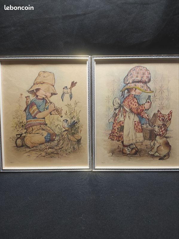 2 gravures sous cadre en verre (image 1)