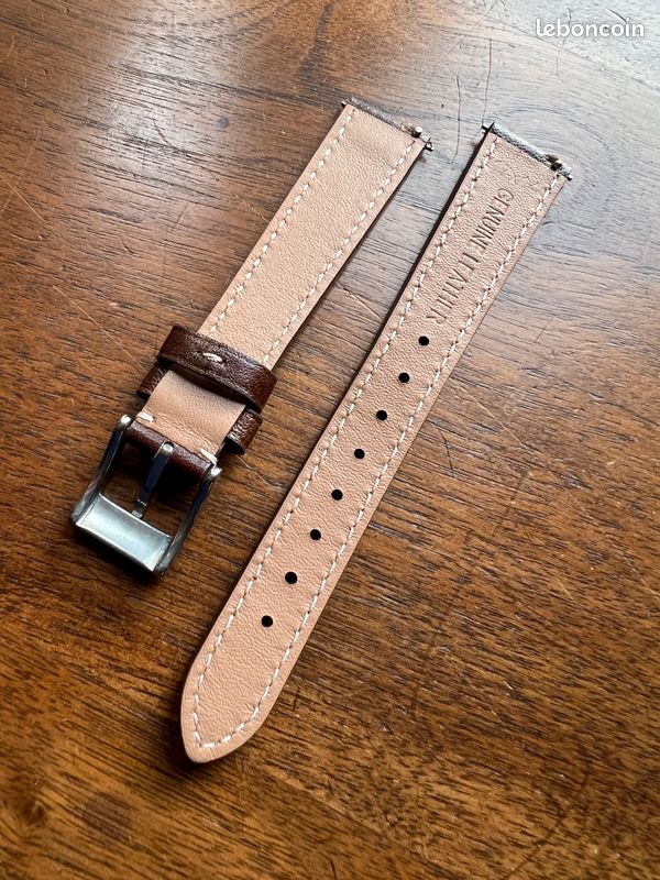 Bracelet De Montre En Cuir Vintage - Boucle Ardillon Acier Inox - Largeur 18 Mm - Pour Montres Traditionnelles Et Smartwatches