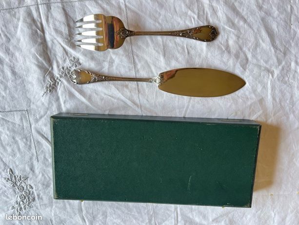 Anciens Couverts à Poisson Christofle Modèle CLUNY - Couteau & Fourchette - État Vintage