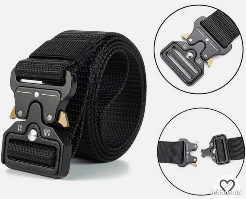Ceinture de combat multifonction robuste – Ceinture tactique réglable en nylon pour sports de plein air, randonnée et travail – Ceinture en toile durable avec boucle pour homme et femme – Accessoires (image 2)