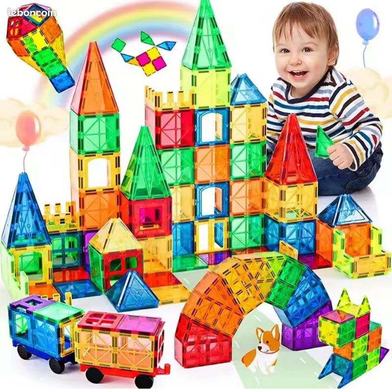 Blocs Magnétiques Montessori 100 Pièces - Circuit De Billes Jouet De Construction Enfants