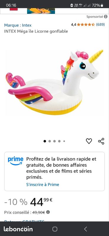AQUASTIC Piscine Enfant Gonflable Pataugeoire pour Jardin Licorne avec Effet Fontaine Capacité 88 litres Dimensions 180 x 135 x 19 cm Piscine à Balles en Vinyle Polyvalente Blanc ASP-180U