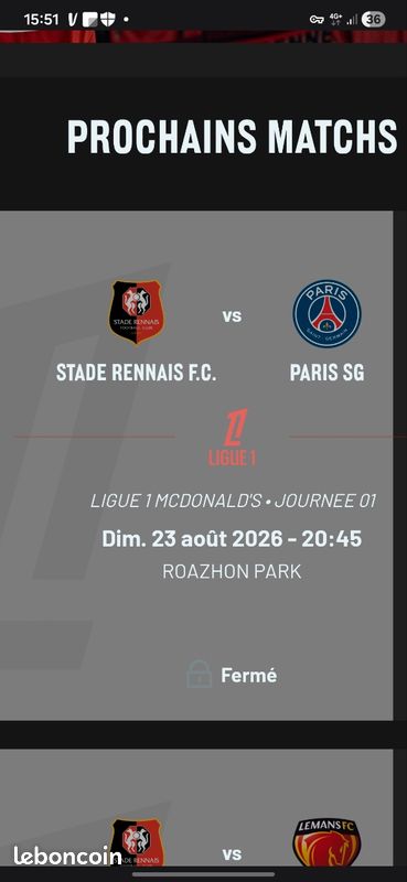 Billet Rennes srfc (image 1)