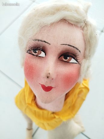 ANCIENNE TÊTE DE poupée de salon - boudoir doll - H : 7 cm EUR 40,00