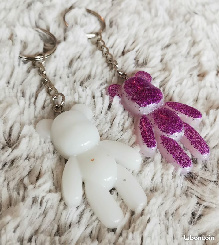 Porte-clés en résine fait à la main avec paillettes / Cadeau d’ours en résine époxy / Cadeau (image 6)