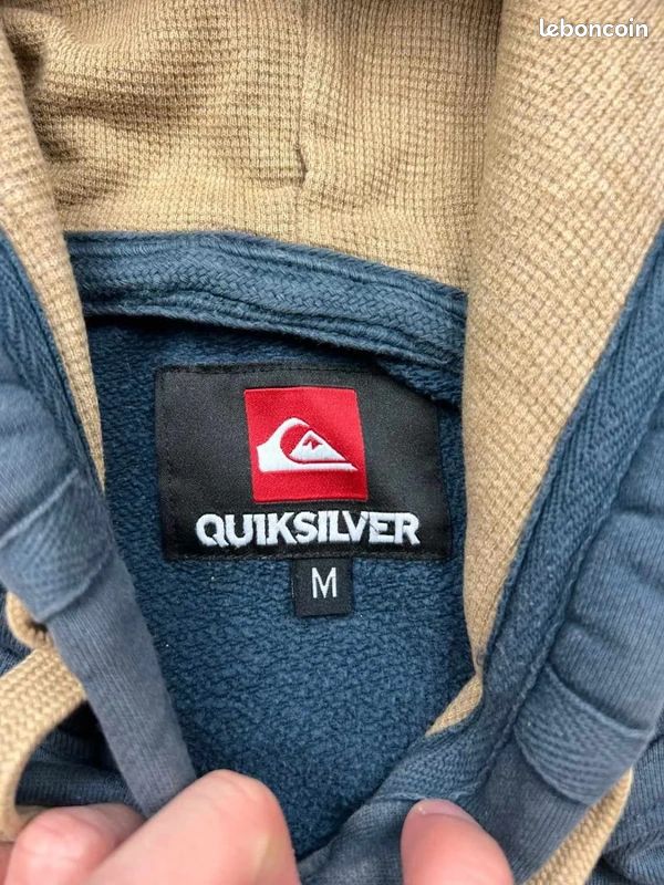 Pull capuche Quiksilver vintage y2k marine logo brodé - M homme (image 8)