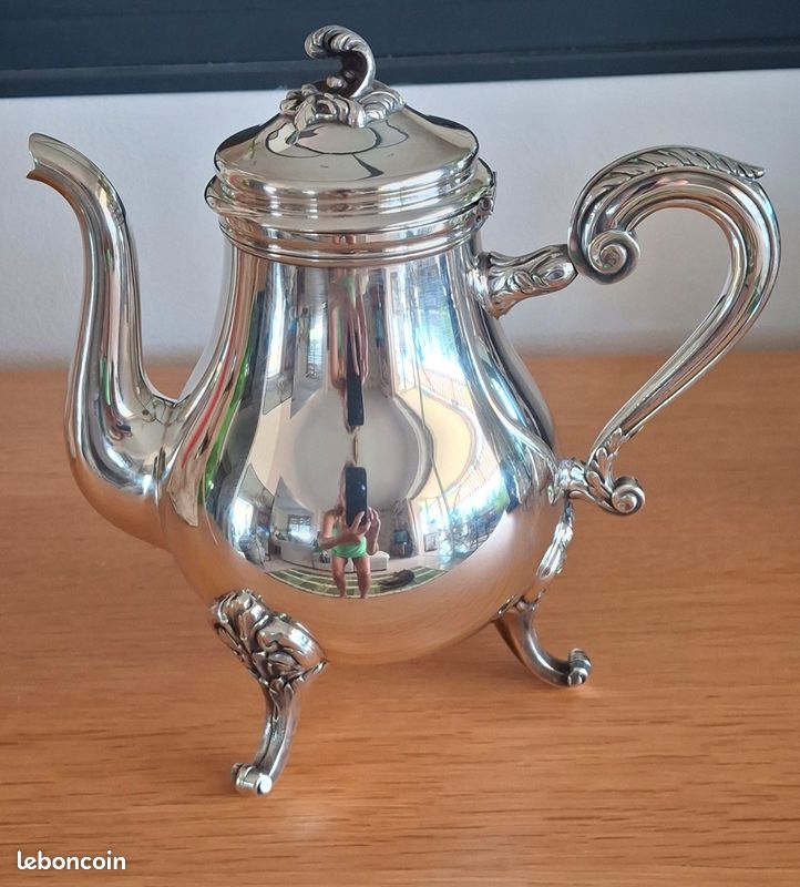 Service à thé/café, sucrier, pot à lait et plateau en argent Cristofle de haute qualité (image 8)
