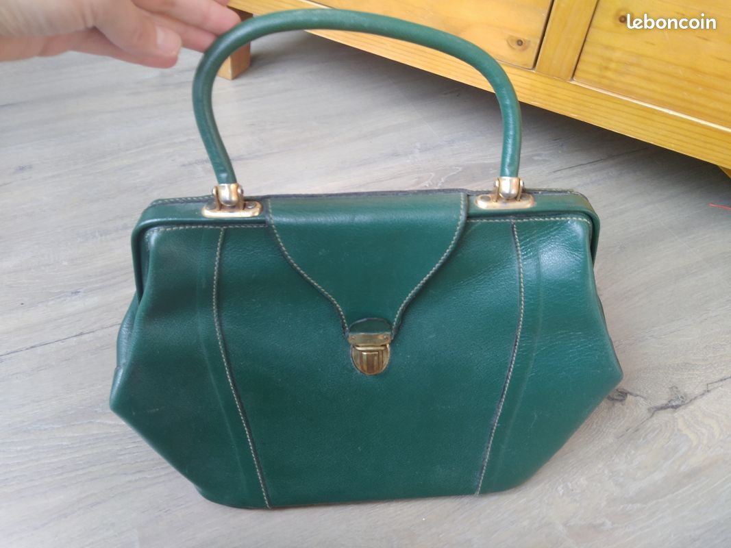 Sac vert en cuir vintage (image 1)