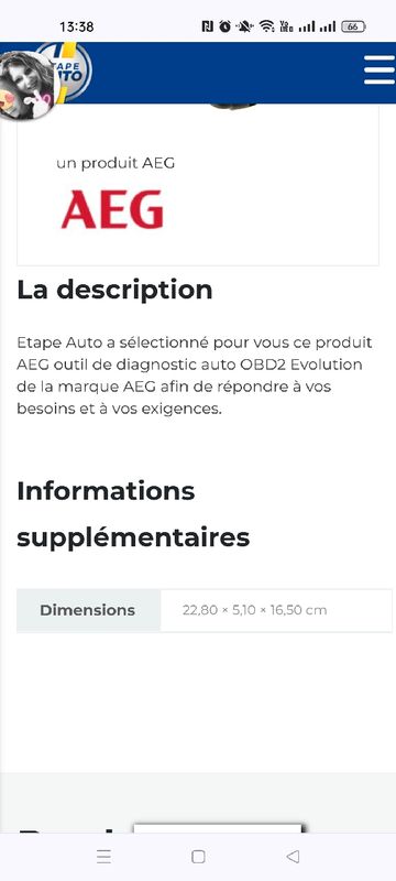 Outil de diagnostic auto OBD2 Evolution - AEG