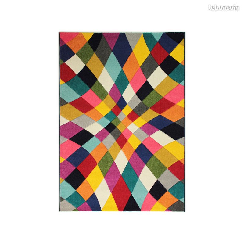 Tapis multicolore moderne rectangle à courtes mèches Rhumba Multicolore 120x170 (image 1)