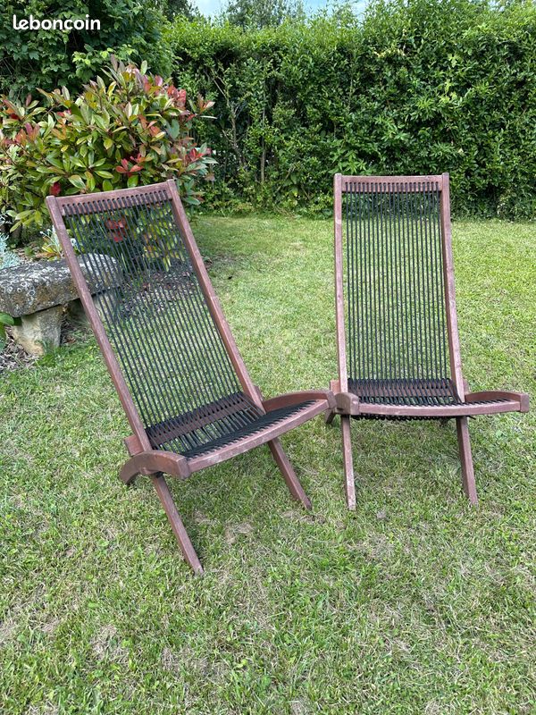2 Chaises bois et cordes jardin (image 5)