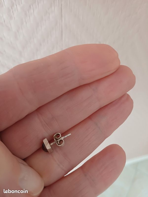 Boucles D'oreilles En Ambre Et Argent 925 - Marque France Minéraux - Neuf Avec étiquettes