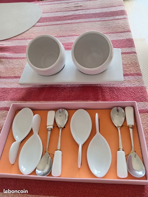 Service apéritif en céramique blanche – Ensemble complet (image 3)