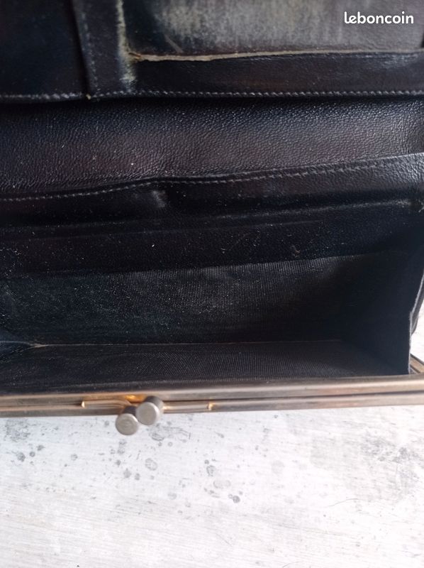 Porte monnaie vintage porte feuille vintage monogramme E cuir marron (image 5)