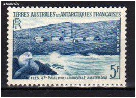 Timbre Terres Australes et Antarctiques françaises TAAF 1956 île Saint Paul et de La Nouvelle Amsterdam N° 4 Y&T NSG (image 1)