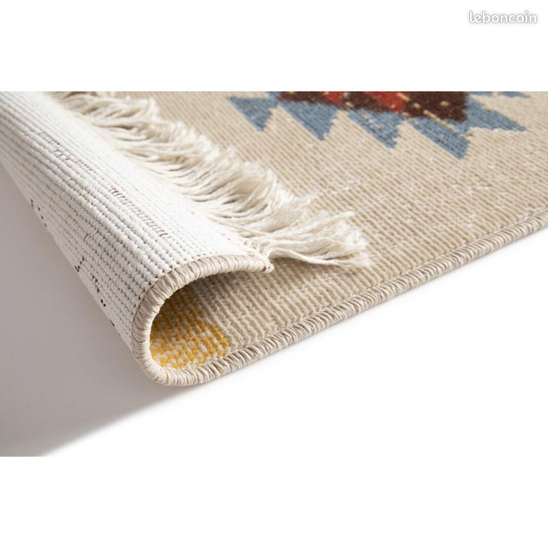Tapis plat ethnique avec franges Dayton Beige 120x170 (image 7)