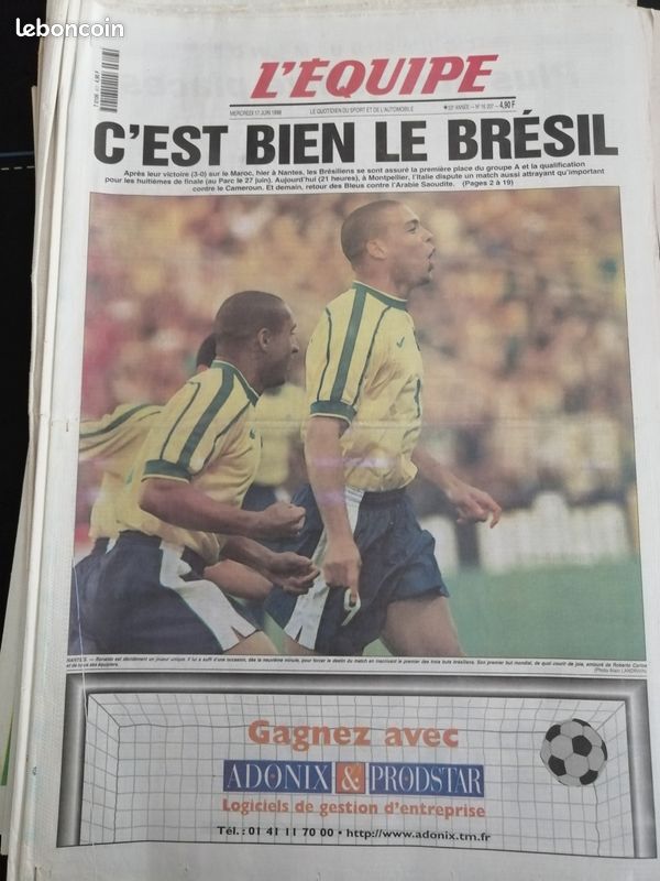 4 Journaux L'Équipe Coupe Du Monde 1998 - 24 Au 27 Juin - Collection
