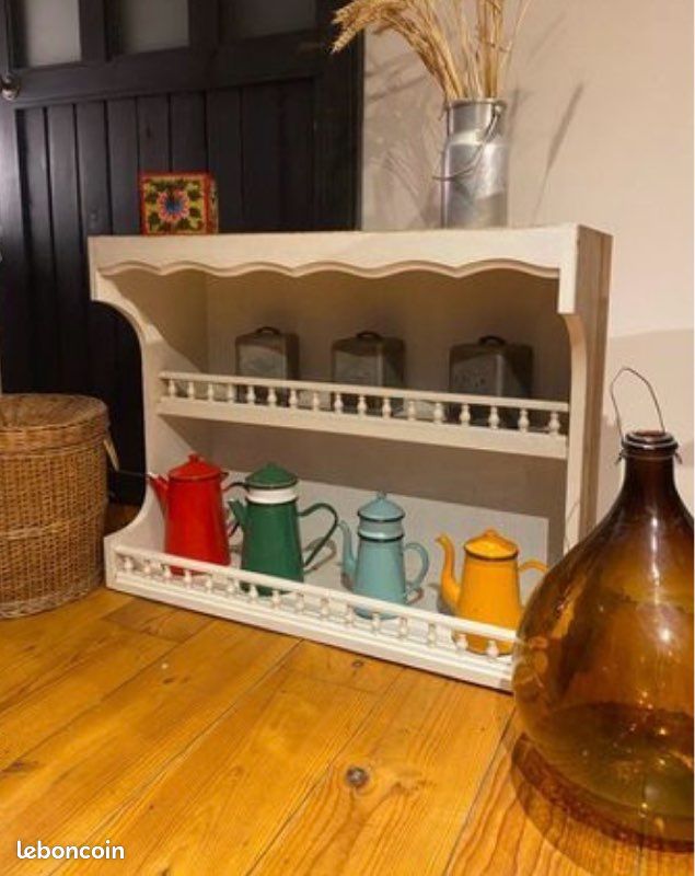 Charmante Étagère Ancienne en Bois Massif Style Épicerie / Cuisine Très bon état (image 2)